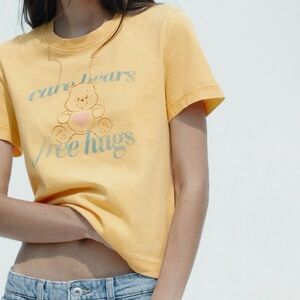 Zara Yellow Short Sleeve Care 🐻 Tee